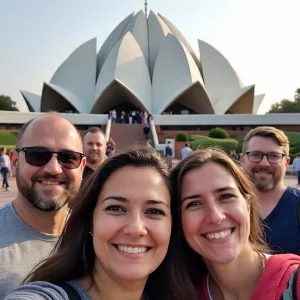 Tourist at Lotus Temple